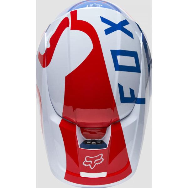 V1 SKEW HELMET, ECE [WHT/RD/BLU] - Image 5